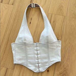 White Fox Boutique Denim Halter Top Size XS